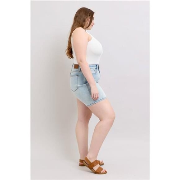 Judy Blue Full Size 2 Button Denim Shorts with Pockets Plus Size - Picture 16 of 16